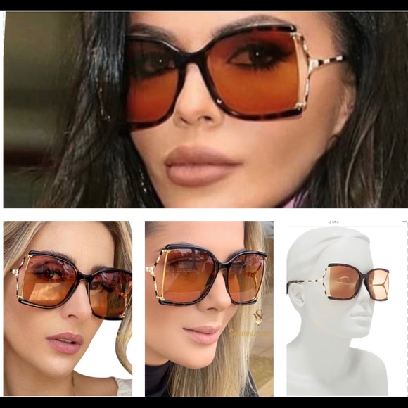 GUCCI OVERSIZED HAVANA RECTANGULAR DRAMATIC SUNGLASSES - Picture 9 of 16